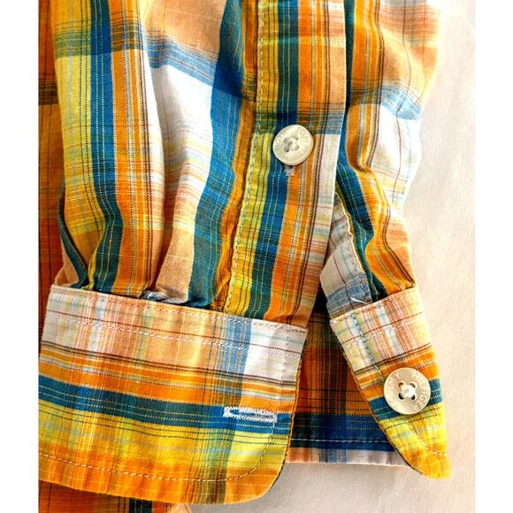 Boys Youth TOMMY HILFIGER L/S Yellow-Blue Plaid Button Down Dress Shirt-M (8-10) - Picture 4 of 6